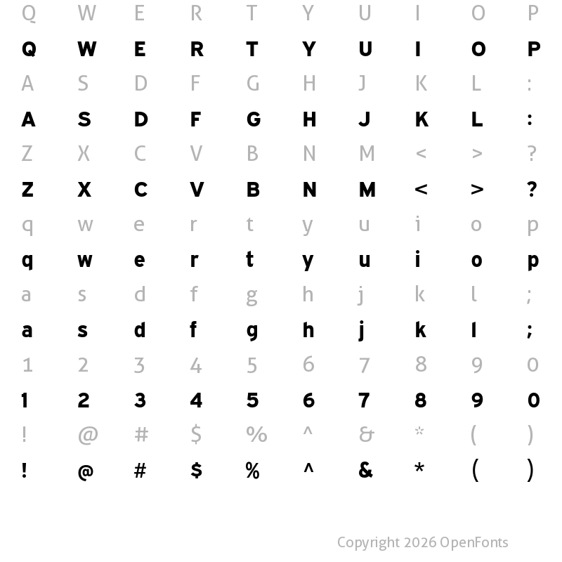 Character Map of Expressway ExtraBold