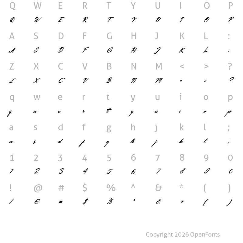 Character Map of Extendo Italic