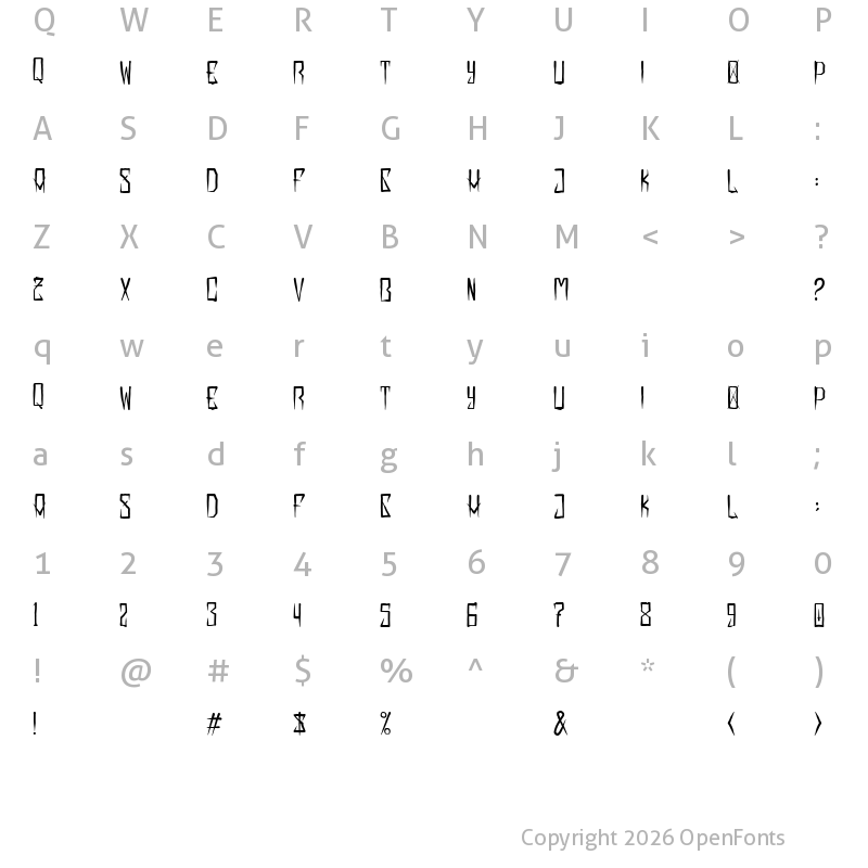 Character Map of EXTRAKREBEL1987 Italic