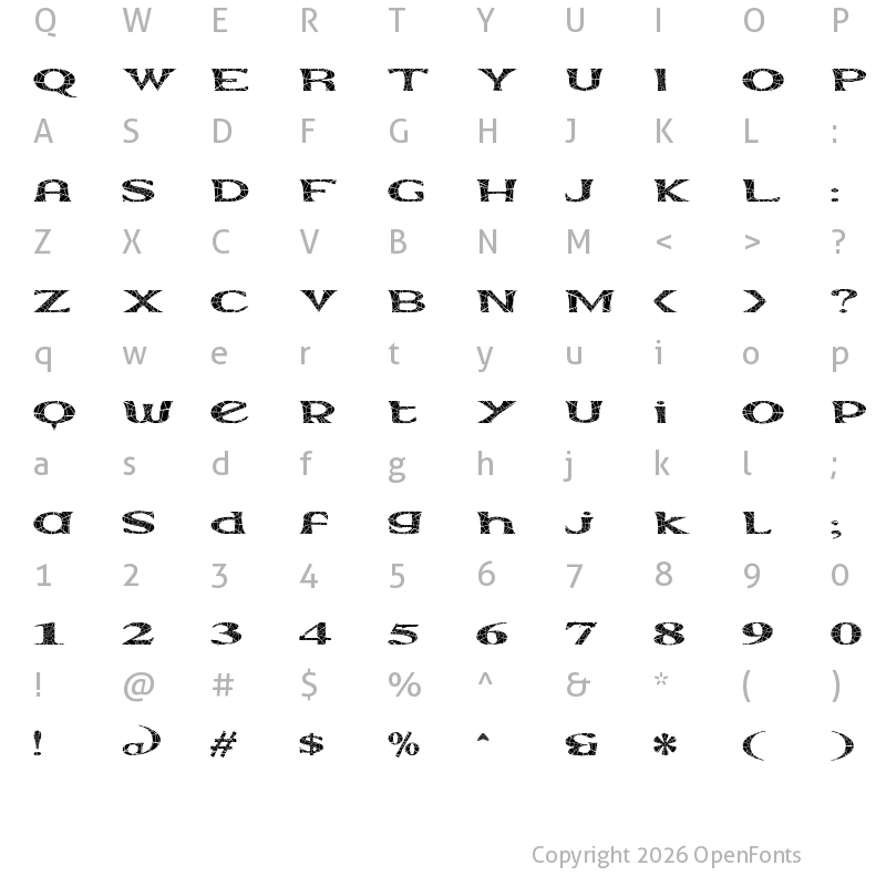 Character Map of Extrano - Arano Regular