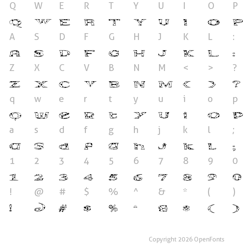 Character Map of Extrano - Vaca Regular