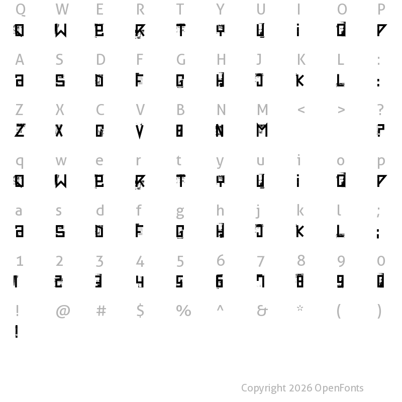 Character Map of extravaganza- Regular