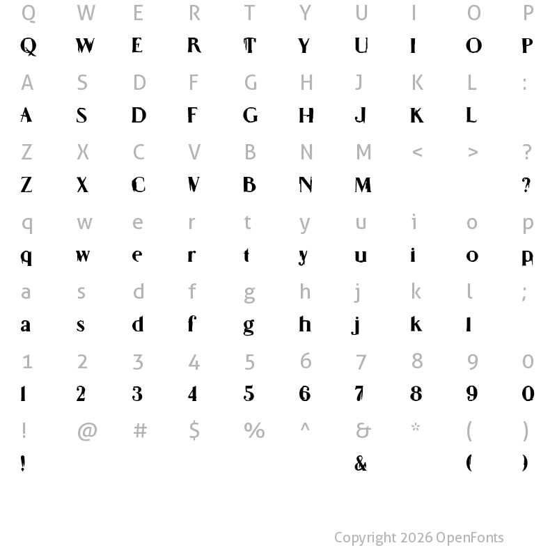 Character Map of Extreme Fine Club Regular