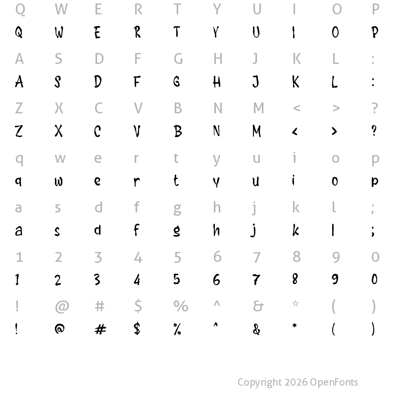 Character Map of f Feargas Regular
