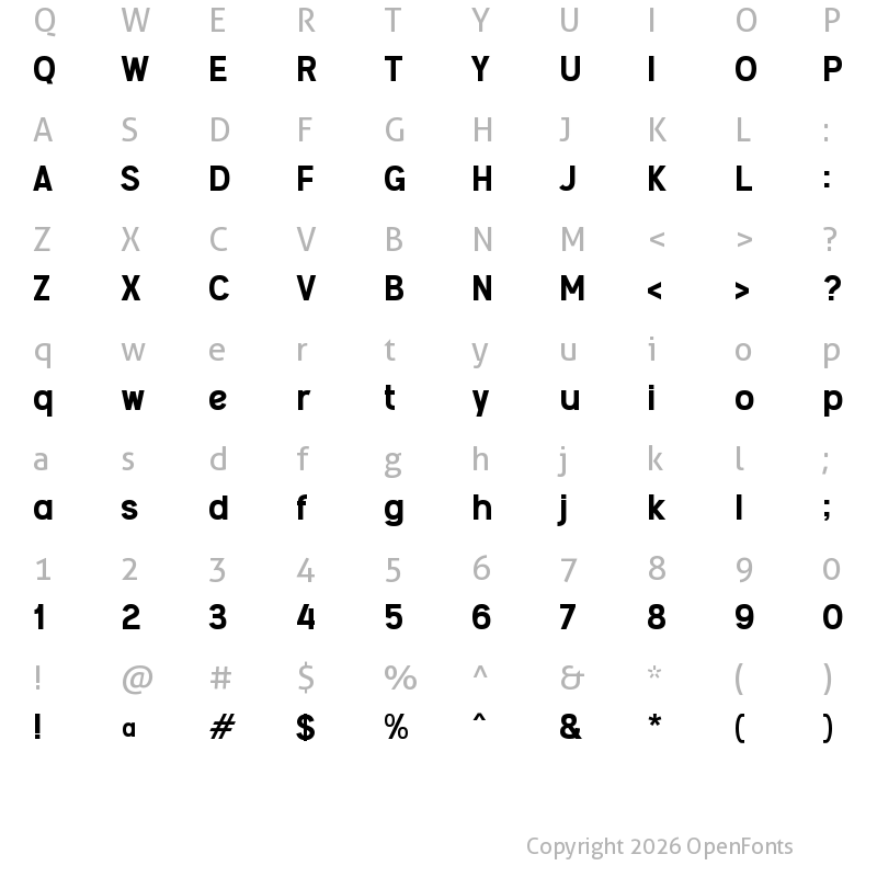 Character Map of f Feeling Soon Regular