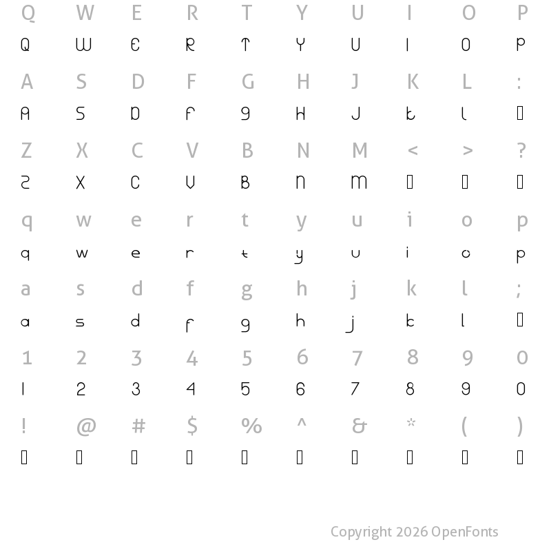 Character Map of Fabrica Regular
