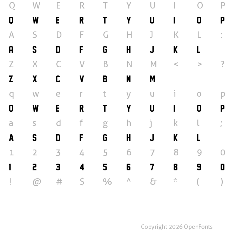 Character Map of Face Off M54 Regular
