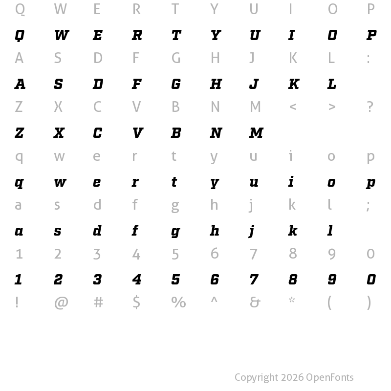 Character Map of Factoria Test Black Italic