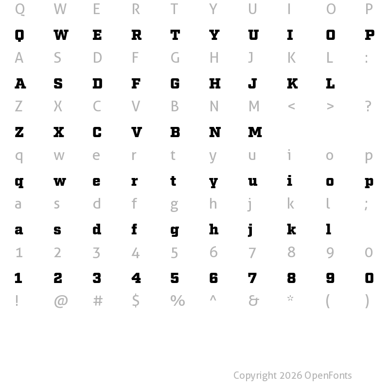 Character Map of Factoria Test Ultra