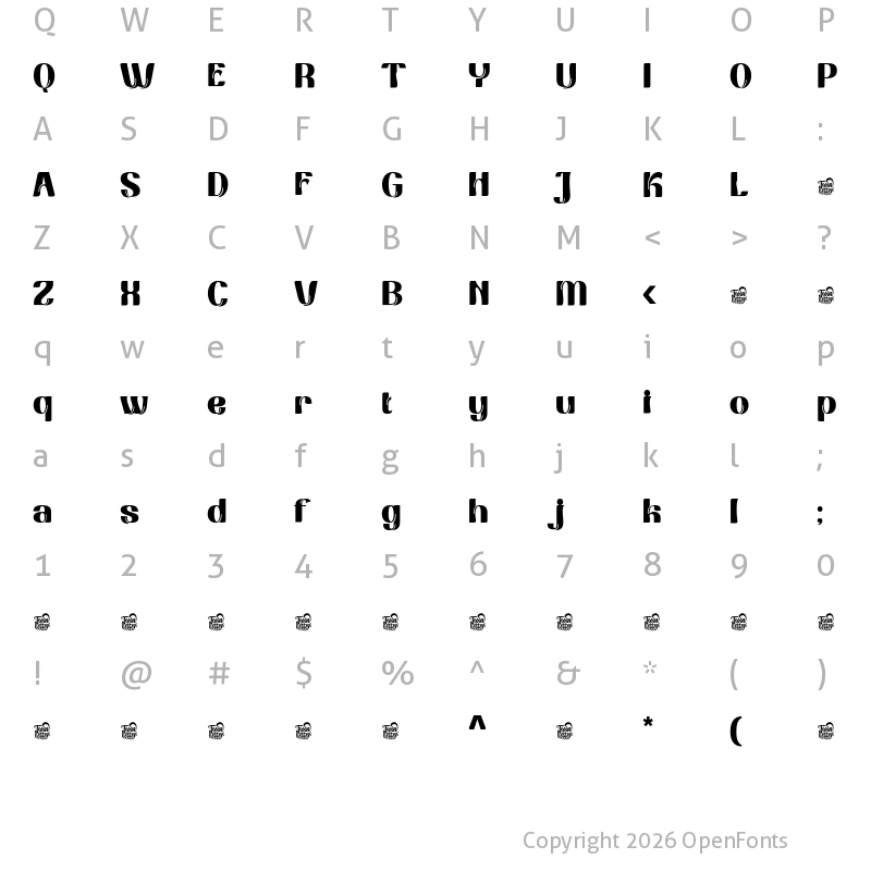 Character Map of Fadethotrial Regular