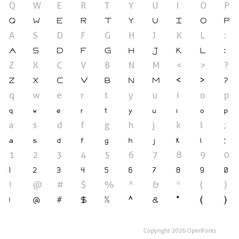 Character Map of FAFERS Technical Font Regular
