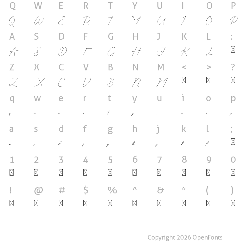 Character Map of Fairry Eastern Demo Regular