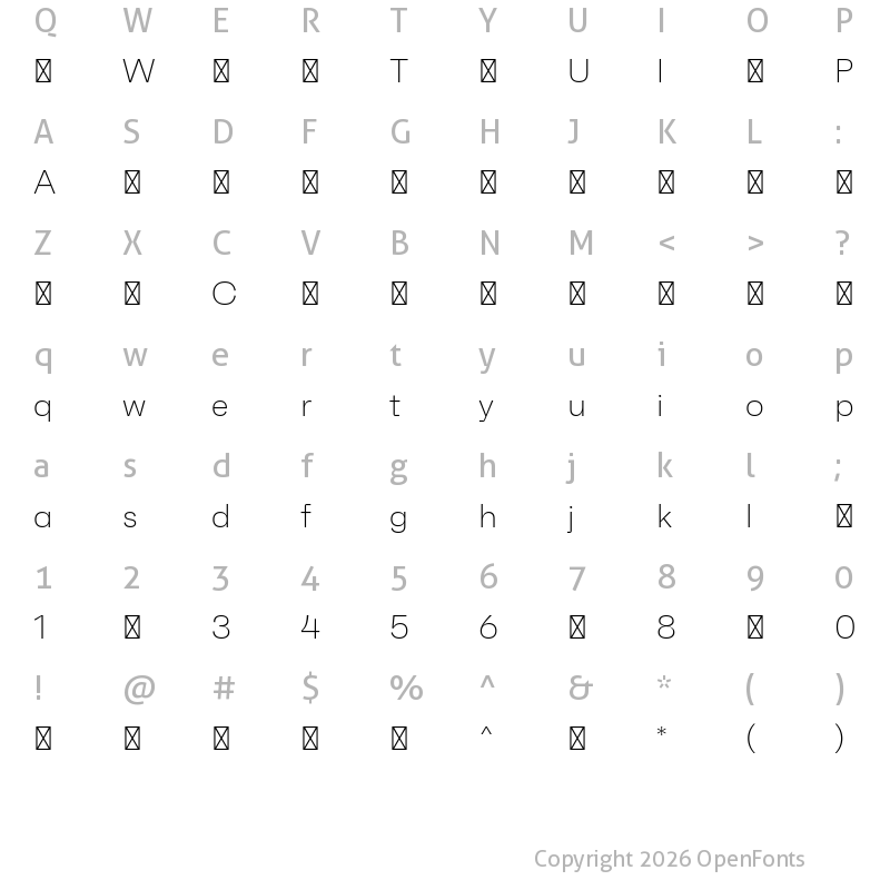 Character Map of Faktum-ExtraLight ?