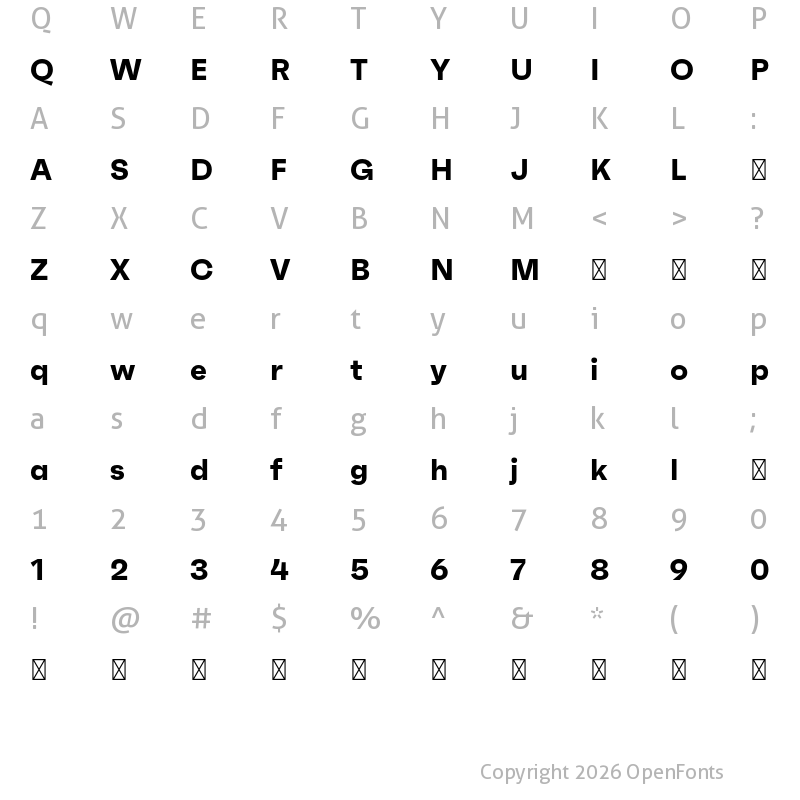 Character Map of Faktum Test Bold