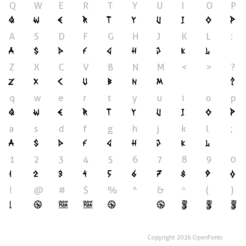 Character Map of Falange Punk Regular