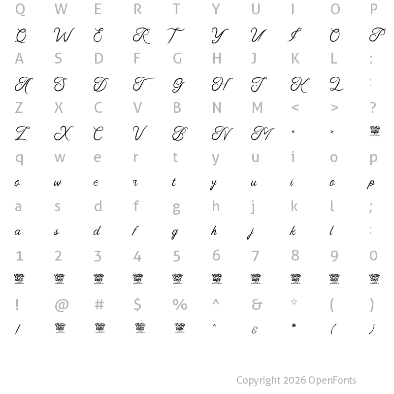 Character Map of Faldith Regular