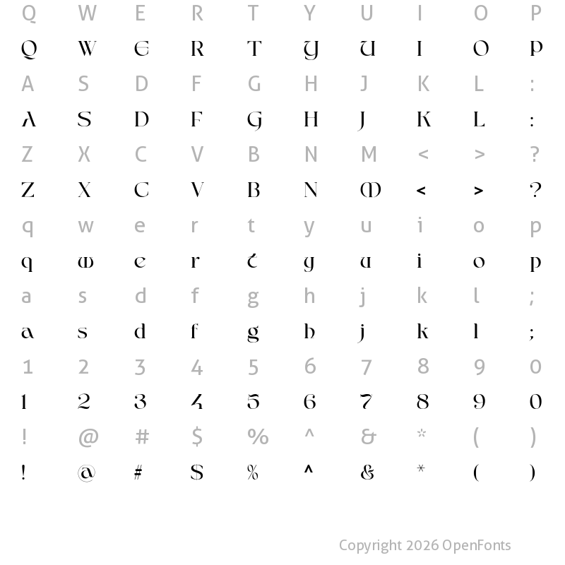 Character Map of Falheiz Regular