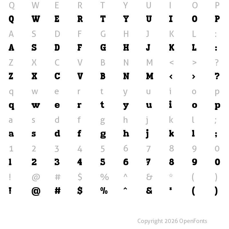 Character Map of Faltige Regular