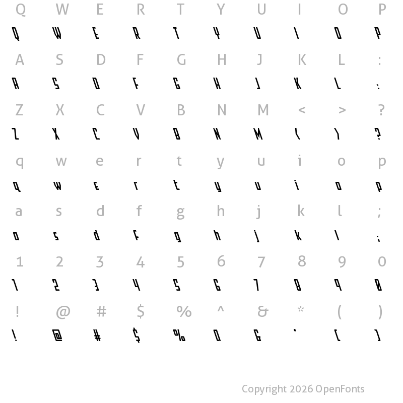 Character Map of Falzon Super-Leftalic Regular