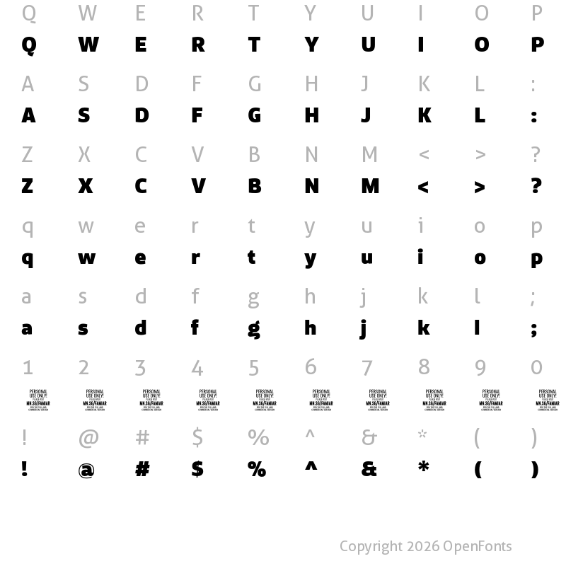 Character Map of Famiar PERSONAL USE ONLY Black