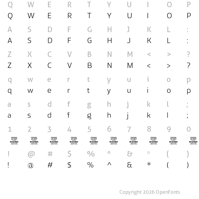 Character Map of Famiar PERSONAL USE ONLY Light