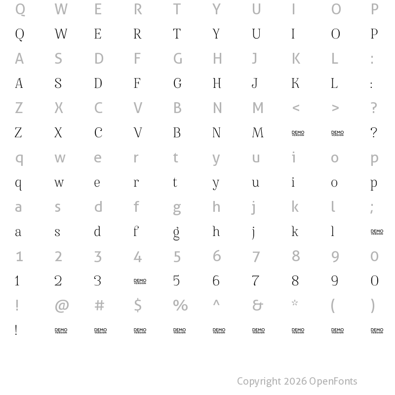 Character Map of Famosa Light Demo