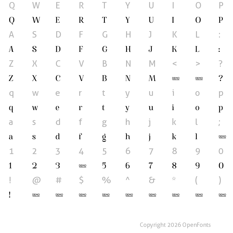 Character Map of Famosa Medium Demo