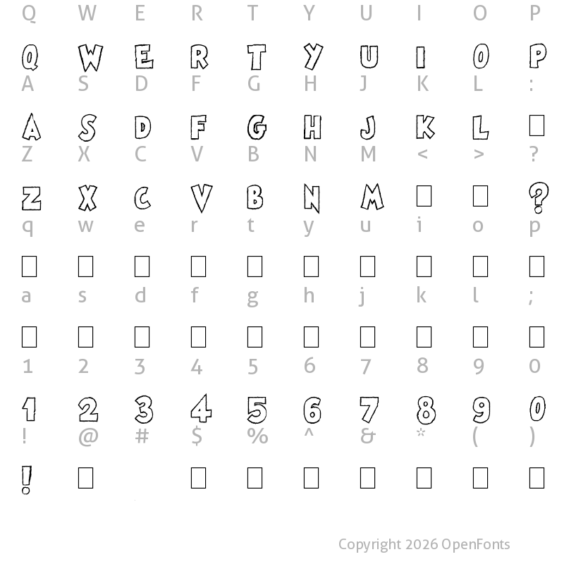 Character Map of Famous Oldies Plain Regular