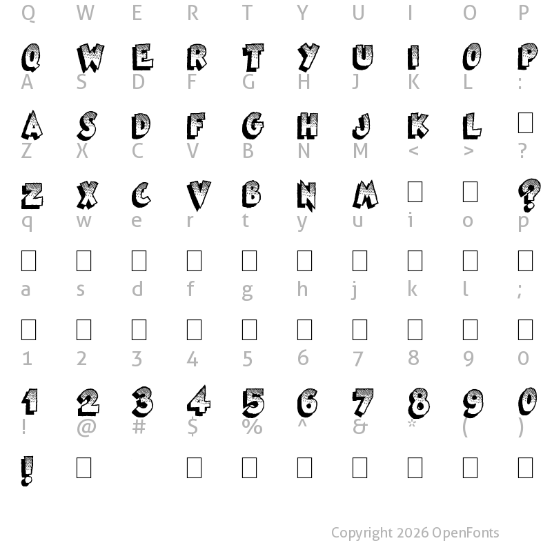 Character Map of Famous Oldies Regular