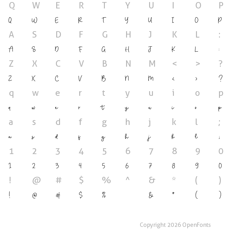 Character Map of Famouse  Harmony Regular
