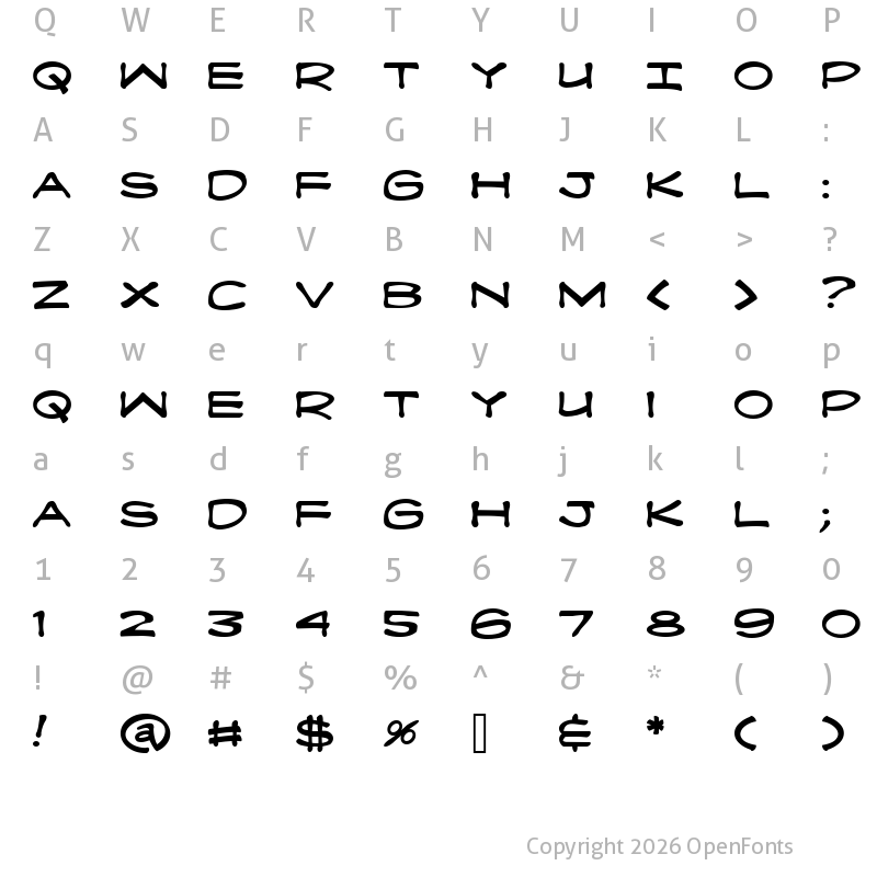 Character Map of Fanboy Hardcore Regular