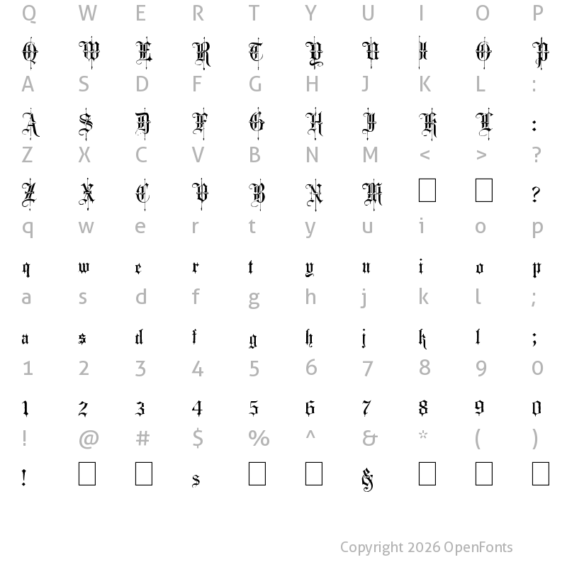 Character Map of Fancy Card Text Regular