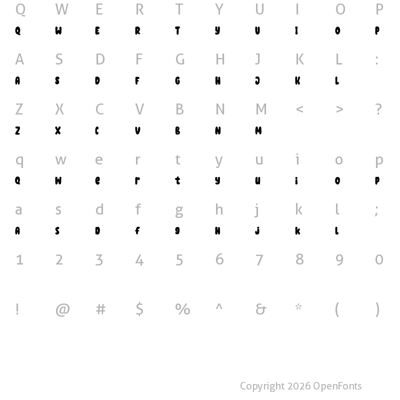Character Map of Fandolls Free Font Regular