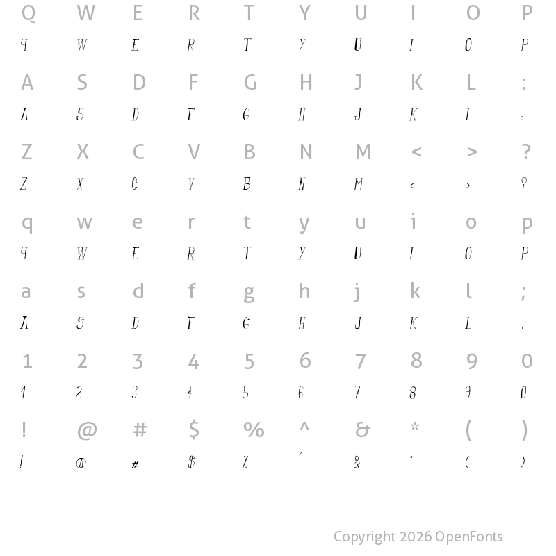 Character Map of fanfarone-italique fanfarone-italique