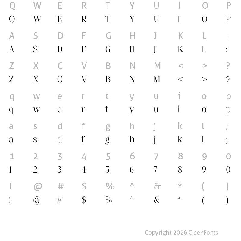 Character Map of fangira Regular