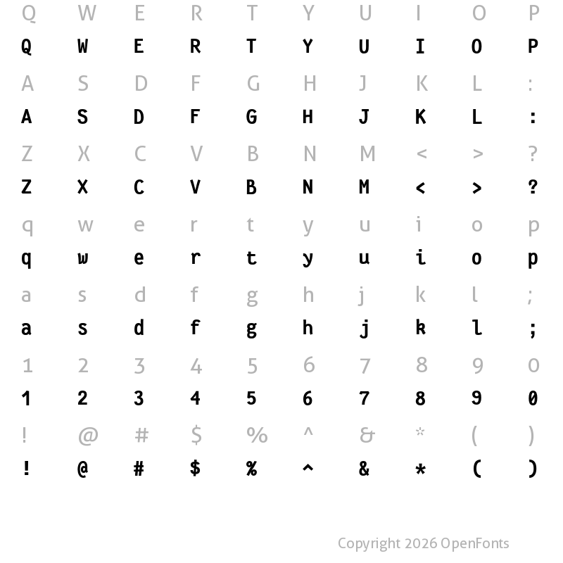 Character Map of Fantasque Sans Mono Bold