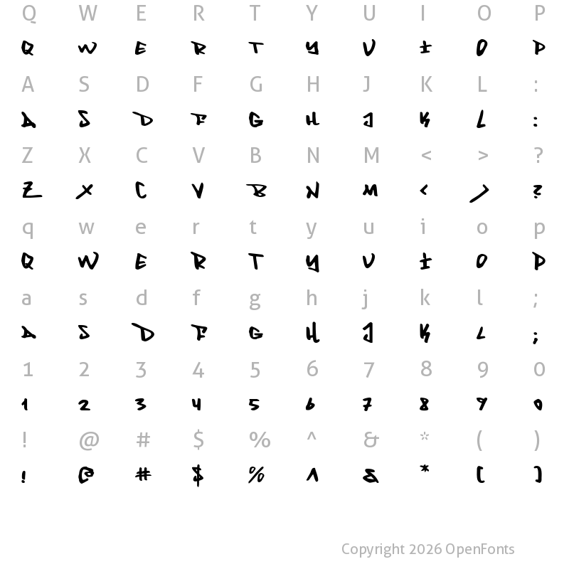 Character Map of Fantom Expanded Expanded