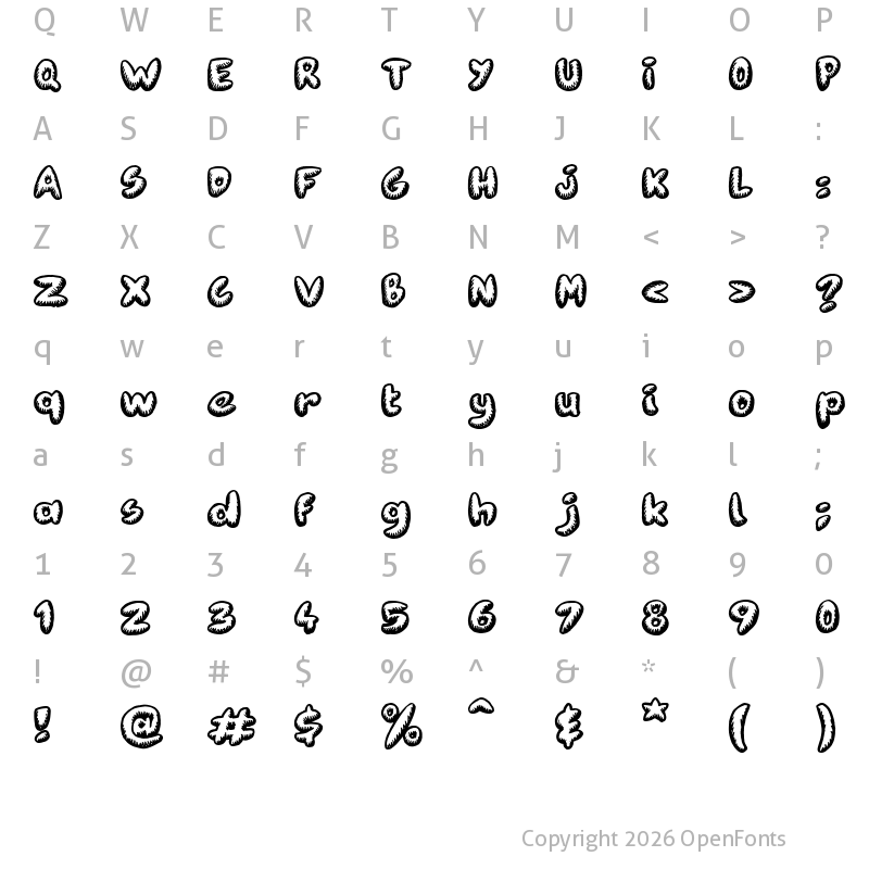 Character Map of Fanzine Title Regular
