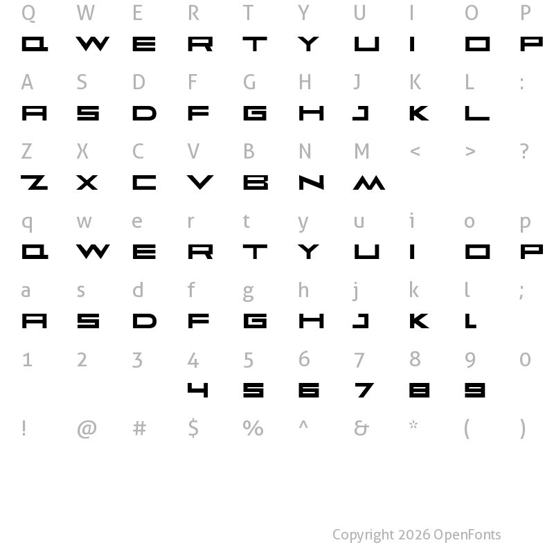 Character Map of Faqro Extended Regular