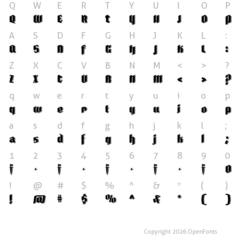 Character Map of Farisea Dark Regular