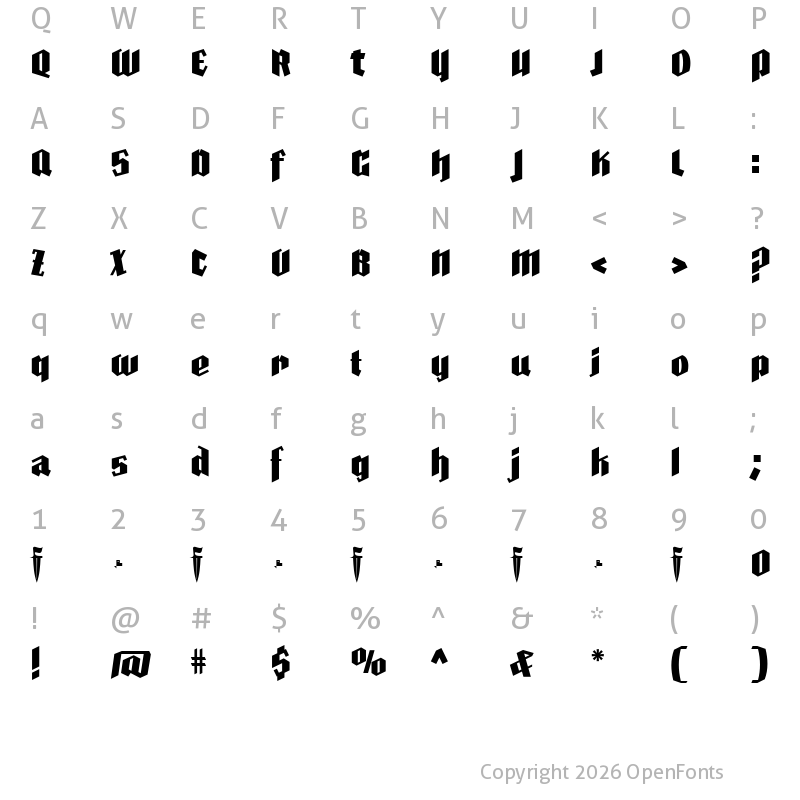 Character Map of Farisea Fraktur Regular