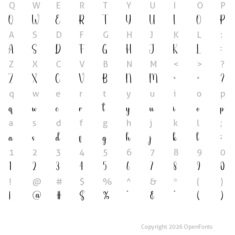 Character Map of Farming Regular