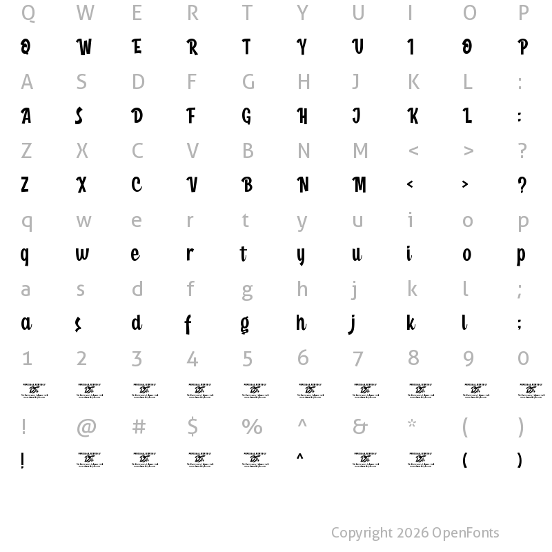 Character Map of Farming Times Regular