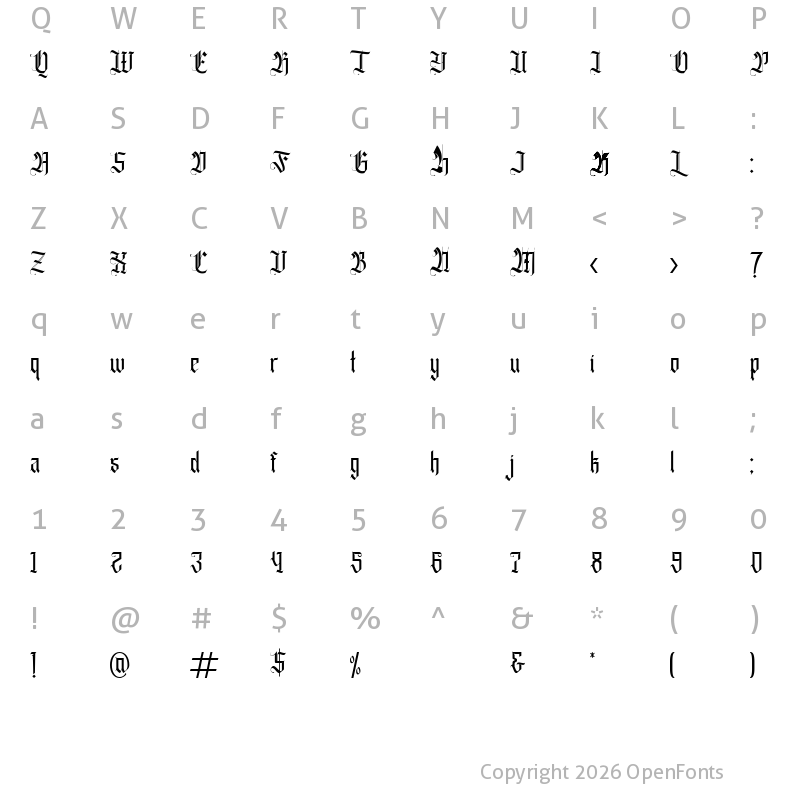 Character Map of Fasigeko Regular