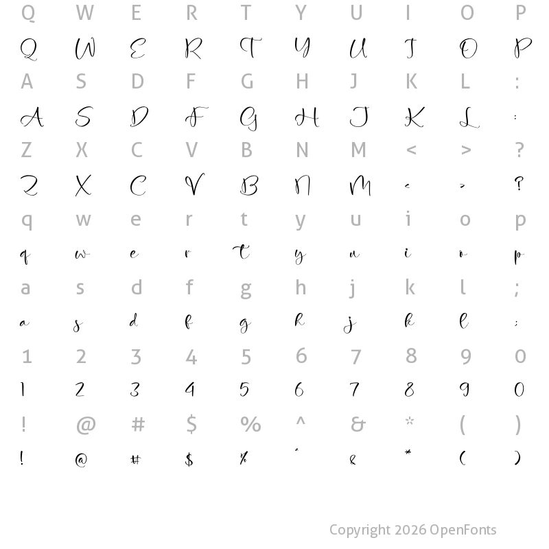 Character Map of Fasthelly Regular