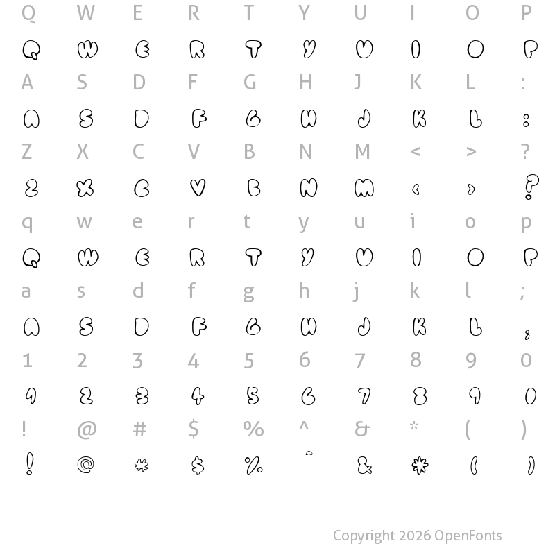 Character Map of fat ass outline