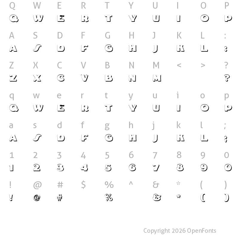 Character Map of Fat Freddie Shadow Regular