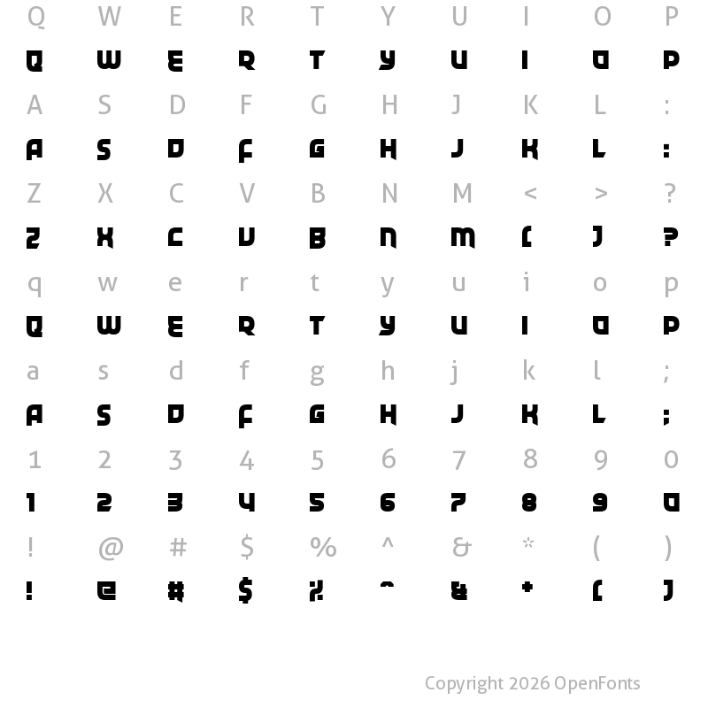 Character Map of Fatal Distraction Regular