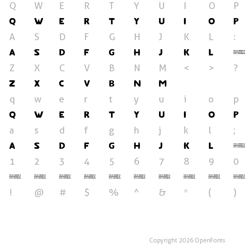 Character Map of Fatfont Regular