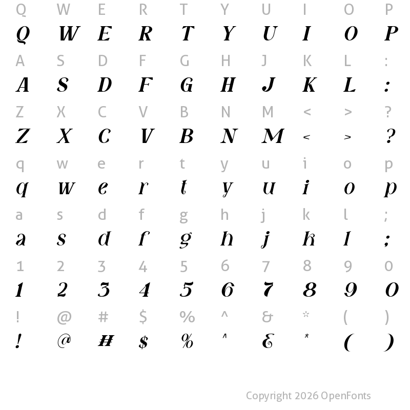 Character Map of Fatin Gengky Italic